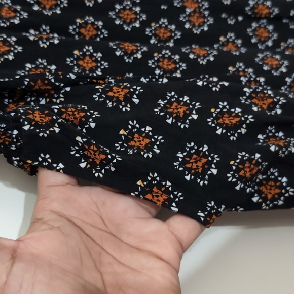 Black Brown Geometric Print Pull On Wide Leg Pants - Picture 3 of 10